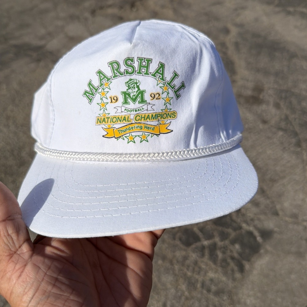 MARSHALL 1992 National Champions Hat White Snapback Vintage READ